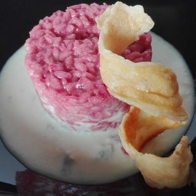 Risotto rosa con crema al gorgonzola 1
